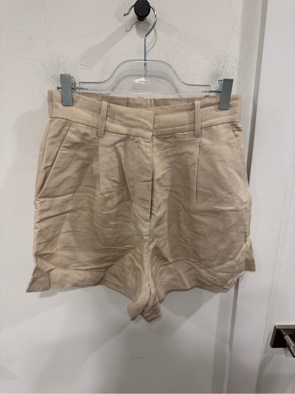H&M Light Beige High-Waist Tailored Shorts